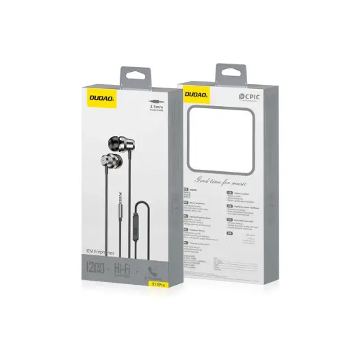 Dudao X10PRO in-ear headphones, wired, 3.5mm mini jack - black Фото num