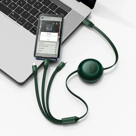Baseus Bright Mirror 4 3-in-1 провод для передачи данных и зарядки | USB-C на Micro USB, Lightning, USB-C | 100W | 1.1m | зеленый Фото num
