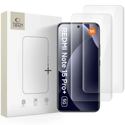 SZKŁO HARTOWANE TECH-PROTECT GLASS UV+ 2-PACK XIAOMI POCO M8 PRO | REDMI NOTE 15 PRO+ PLUS 5G CLEAR