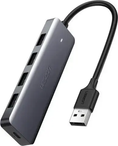 Ugreen 4-in-1 centrmezgls USB-A uz 4x USB 3.0 | USB-C | pelēks