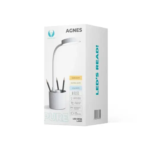 Desk LED Lamp 5W with pen holder PURE FLB-20 AGNES white Forever Light Photo