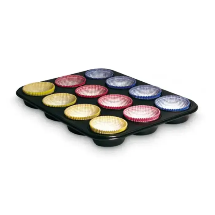 Cupcake tin 12 pcs. Gardenia 27 x 35 x 3 cm + paper cake moulds 60 pcs.