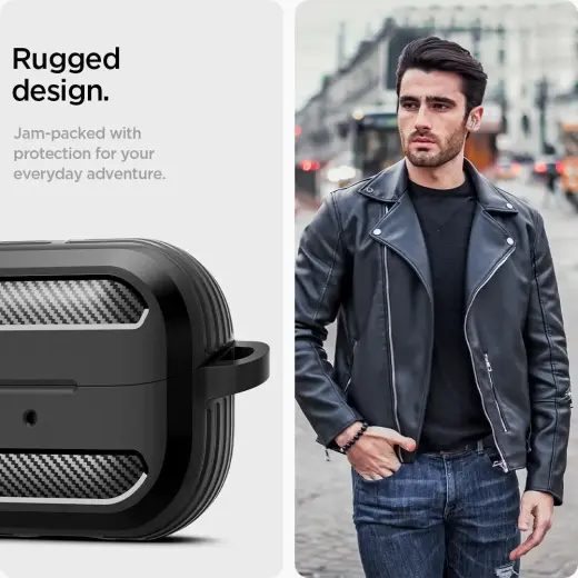 Spigen Rugged Armor Samsung Galaxy Buds 3 | 3 Pro Case - Black Photo