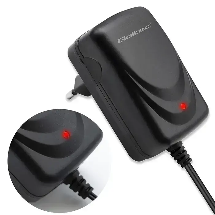 Qoltec Automatic charger for AGM GEL STD 12V battery | 1A | Rectifier with LED indicator Photo