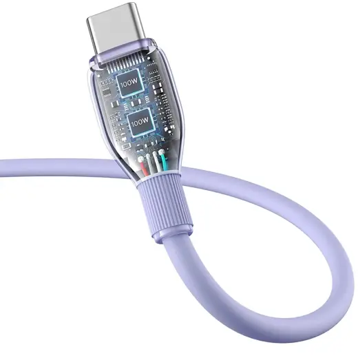 Baseus Pudding провод для передачи данных и зарядки | USB-A на USB-C | 100W | 2m | фиолетовый Фото num