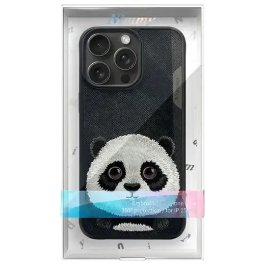 Nimmy etui iPhone 15 Pro 6.1"             czarny|black Big Eyed Pet 2.0 Panda Photo