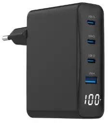 Lādētājs Gembird Universal USB charger 4-port LCD 100W GaN