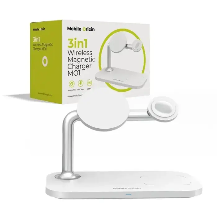 Mobile Origin 3in1 Wireless Magnetic Charger MO1, white