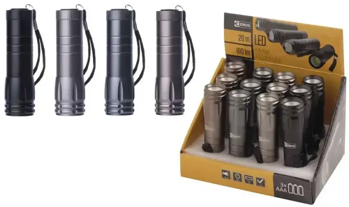 Lukturis COB 3W 3x AAA, metālisks, 100lm, EMOS