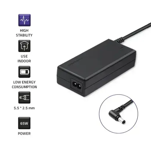 Qoltec Power adapter for laptop Acer | 65W | 19V | 3.42A | 5.5*2.5 | +power cable Photo