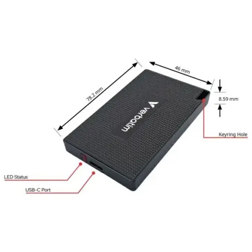 Verbatim Mini Dysk SSD 512GB USB-C 3.2    + kabel USB-C|USB-C-USB-A metalowy|metal 32030 Foto 2