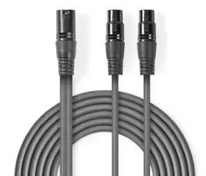Kabelis Nedis XLR M - 2x XLR F 1.5m