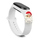 Strap Xmas for Xiaomi Mi Band 3 / 4 Christmas Silicone Bracelet Strap with Santa Claus - White Foto 1