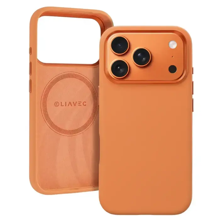 Liavec Silky phone case with MagSafe support for iPhone 17 Pro Max orange