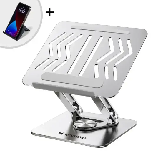 Wozinsky WRS-CPY84SS Aluminum Laptop and Tablet Stand + Free Smartphone Stand - Silver Foto 6