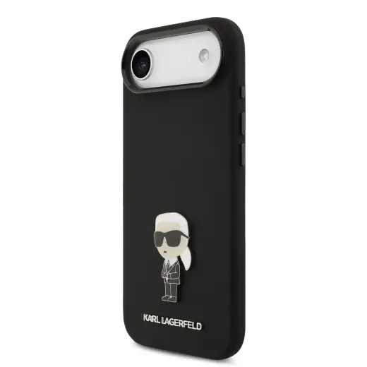 Karl Lagerfeld Liquid Silicone Metal Ikonik Case for iPhone Air Black