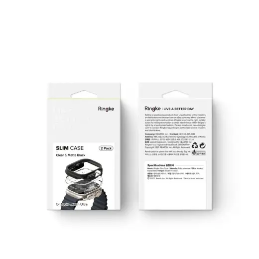 RINGKE SLIM 2-PACK APPLE WATCH ULTRA 1 | 2 (49 MM) CAURSPĪDĪGS UN MATĒTI MELNS Foto 12