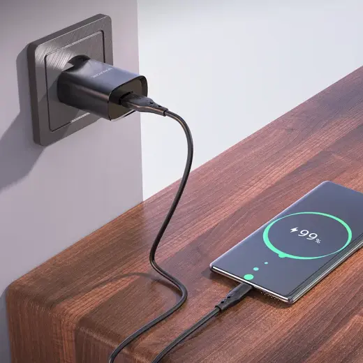 Borofone BN1 tīkla lādētājs | 10W | USB-A, USB-C | USB-A uz USB-C vads komplektā | melns Foto 6