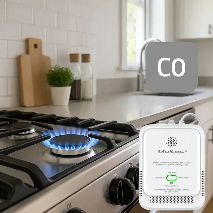 Qoltec Certified Carbon monoxide sensor | CO detector | alarm 85dB | LED Foto 5