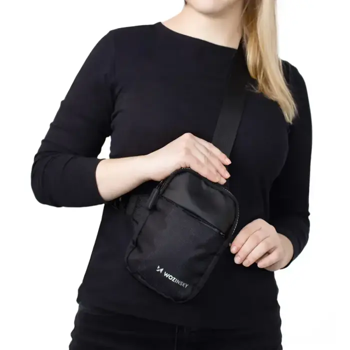 Wozinsky WMS-W1 Unisex Mini Shoulder Bag Waterproof Dual-Compartment for Phone - Black Foto 18