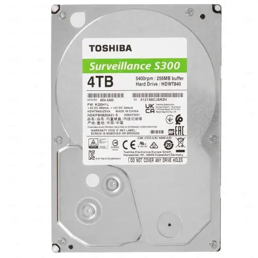 TOSHIBA S300 Surveillance HDD 4TB 3.5inch SATA 5400rpm 256MB