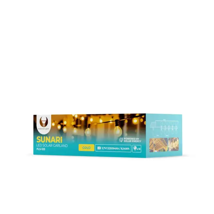 Forever Light LED Solar Garland SUNARI FLS-125 5,5m + 10 bulbs gold G40 IP44 Photo