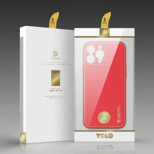 Dux Ducis Yolo elegant case made of soft TPU and PU leather for iPhone 13 Pro Max red Photo