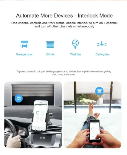 Išmanusis 4 kanalų Wi-Fi jungiklis su RF valdymu Sonoff 4CHPROR3 Foto 5
