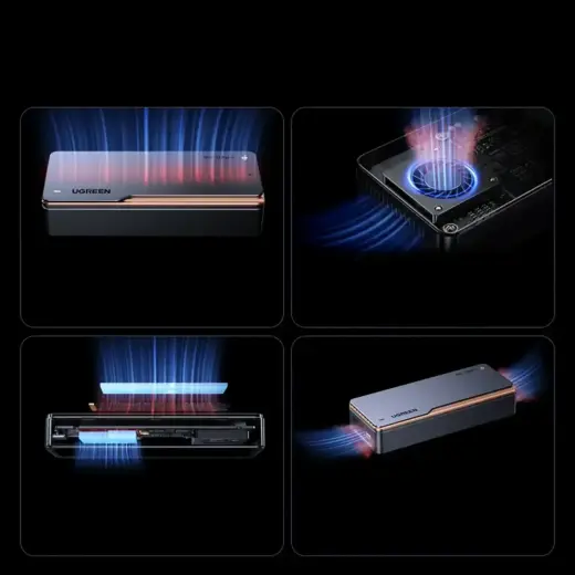 Ugreen D703 USB4 40Gb/s M.2 NVMe SSD Enclosure with Active Cooling - Gray Foto 3