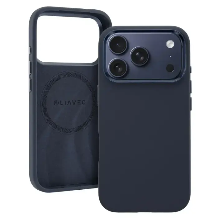 Liavec Silky phone case with MagSafe support for iPhone 17 Pro navy