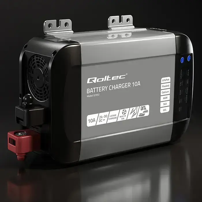 Qoltec Smart Monolith charger for LiFePO4 AGM GEL SLA batteries | 10A | 24V Foto 6