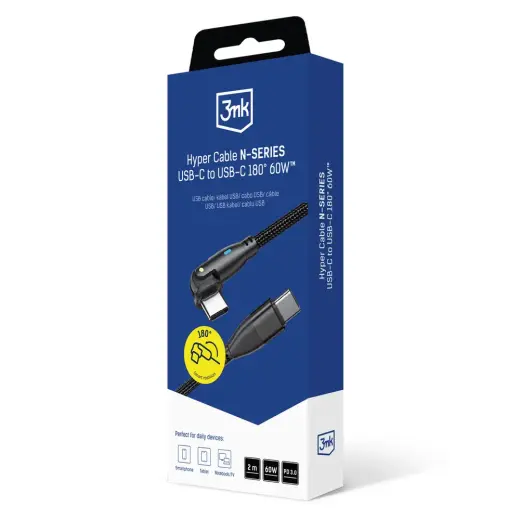 3mk Hyper Cable 3mk Hyper Cable N-SERIES USB-C | USB-C 2m 20V|3A 60W | black Foto 6