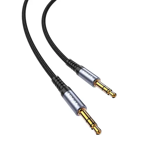 Kabelis VFAN L11 mini jack 3,5 mm AUX, 1 m, apzeltīts (pelēks) Foto 2