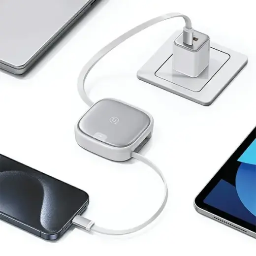 USAMS Kabel rozwijany 3w1 z pudełkiem MicroUSB|USB-C|Lightning 60W srebrny|silver SJ650USB02 (US-SJ650) Фото num