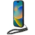 Karl Lagerfeld Saffiano Crystals telefona maciņš ar ķēdi iPhone 16 Pro melnā Foto 4