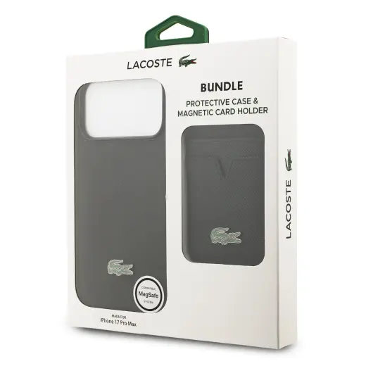 Lacoste Iconic Petit Pique MagSafe Case + Wallet for iPhone 17 Pro Max Black Фото num