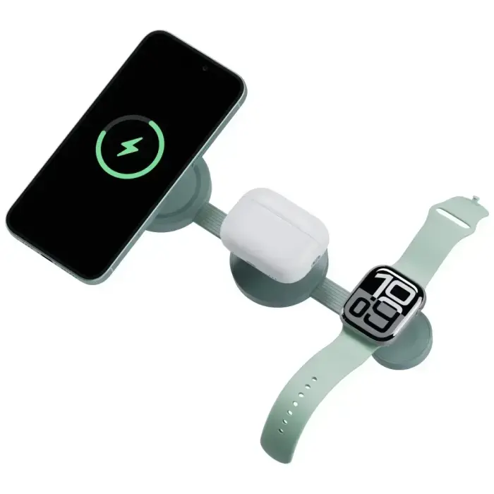 Wireless charger Bazic GoMag Trio 2 3in1 15W magnetic for iPhone/Watch/AirPods pistachio Фото num