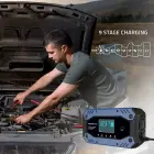 Qoltec Intelligent charger for STD AGM GEL LiFePO4 | Battery charger with repair function |12-24V |10A | LCD | 9 - stage charging Photo