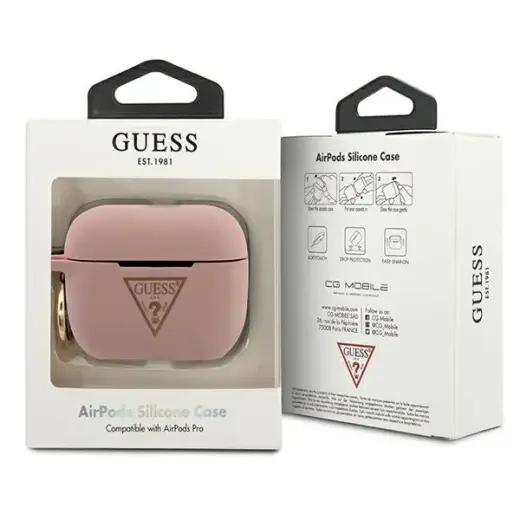 Guess GUACAPLSTLPI AirPods Pro cover pink Silicone Triangle Logo Foto 3