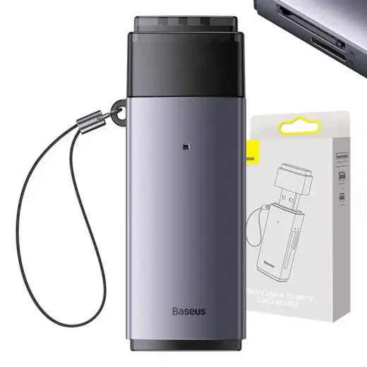 Baseus Lite Series SD|TF memory card reader, USB (gray) Foto 8