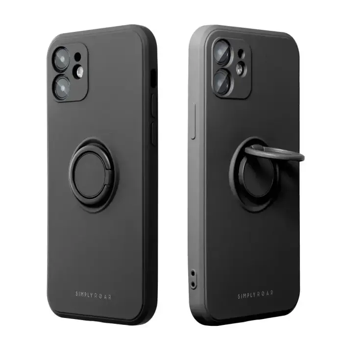 ROAR AMBER maciņš ar statīvu telefonam iPhone 17 Pro Max melns