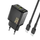 Dudao A26TCEU PD QC 25W GaN USB-A USB-C Wall Charger with USB-C Cable - Black Foto 1