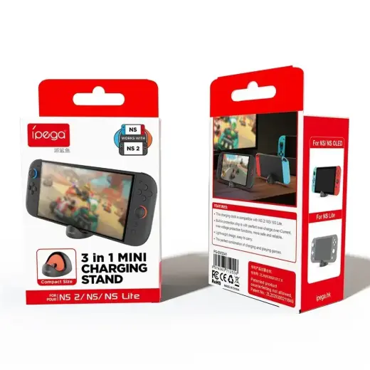 iPega SW2041 Mini Charger Dock for Switch Lite/Nintendo Switch/Nintendo Switch 2  Black/Red Foto 6