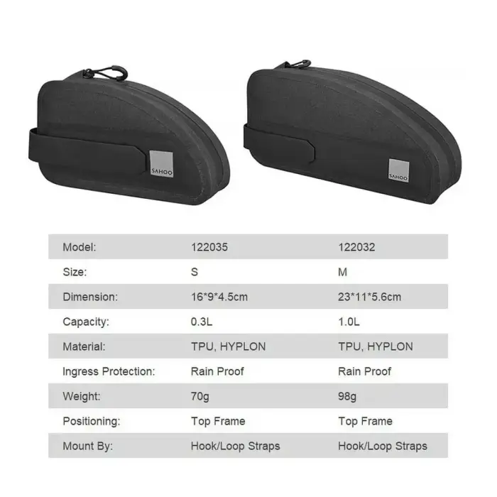 SAHOO bike bag on the bicycle frame with zip 0,3L 122035 black Photo