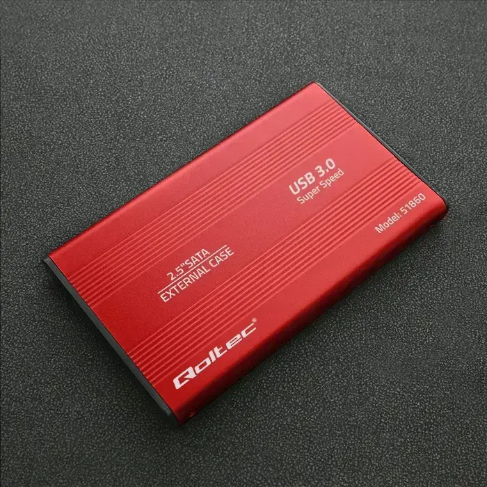 Qoltec Aluminium External Hard Drive Case HDD SSD 2.5'' SATA3 | USB 3.0 | Red Фото num