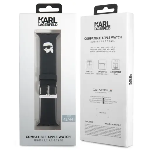 Karl Lagerfeld Karl Head NFT Watch Strap for Apple Watch 42|44|45|46|49 Black (Damaged Package) Foto 3