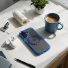 Case for iPhone 16 Frame Circle Stand compatible with MagSafe navy blue — Foto 2