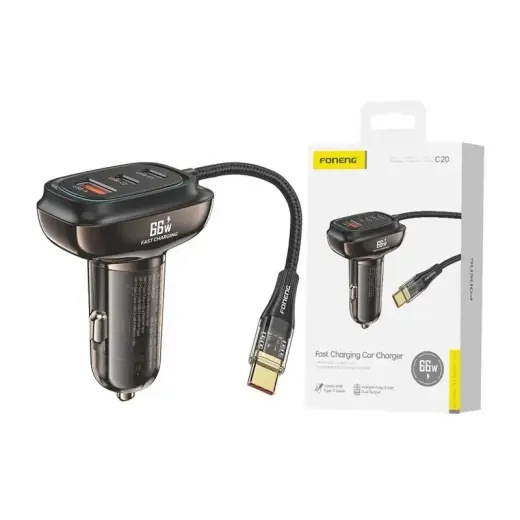 Foneng automašīnas lādētājs | 66W | USB-A, USB-C Foto 2