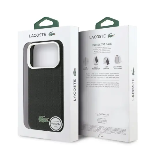 Lacoste Iconic Petit Pique Metal Logo MagSafe Case for iPhone 17 Pro Max Black Foto 6