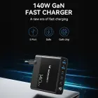 GaN Wozinsky CGWCB 140W Wall Charger 3 x USB-C / 2 x USB-A - Black Foto 6